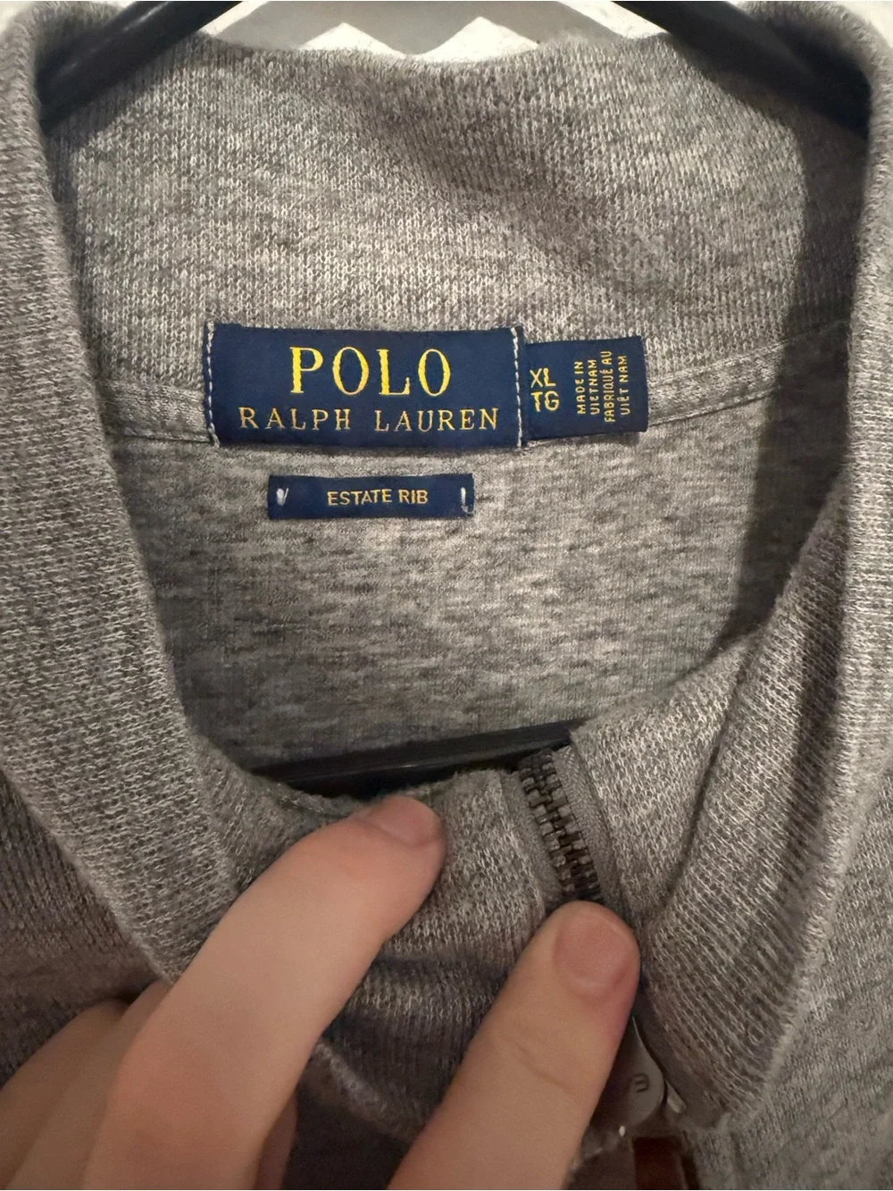 Polo Ralph Lauren Gray Estate Rib 1/4 Zip Pullover Sweater Mens XL Cotton